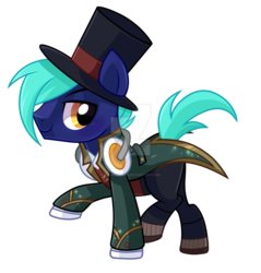 Size: 1024x1071 | Tagged: safe, artist:wicklesmack, oc, oc only, oc:hoof beatz, clothes, hat, headphones, solo, top hat, watermark