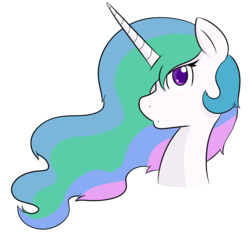 Size: 1000x936 | Tagged: safe, artist:lockheart, princess celestia, pony, g4, bed hair, female, looking at you, mare, messy mane, missing accessory, no crown, portrait, simple background, solo, transparent background