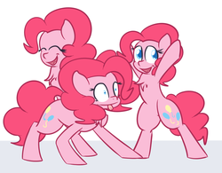 Size: 1147x894 | Tagged: safe, artist:mr-degration, pinkie pie, earth pony, pony, g4, bipedal, chest fluff, eyes closed, female, open mouth, self ponidox, solo, tongue out