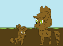 Size: 1700x1250 | Tagged: safe, artist:amateur-draw, apple bloom, applejack, g4, 1000 hours in ms paint, ms paint, mud