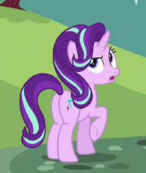 Size: 500x592 | Tagged: safe, screencap, starlight glimmer, pony, g4, no second prances, butt, cropped, female, mare, plot, raised eyebrow, raised hoof, solo