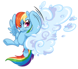 Size: 1206x1072 | Tagged: safe, artist:bloodorangepancakes, rainbow dash, g4, cloud, cloud busting, female, punch, solo