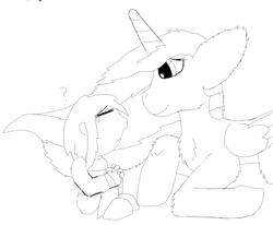 Size: 500x411 | Tagged: safe, artist:firefanatic, princess celestia, g4, fluffy, frisk, rough sketch, undertale