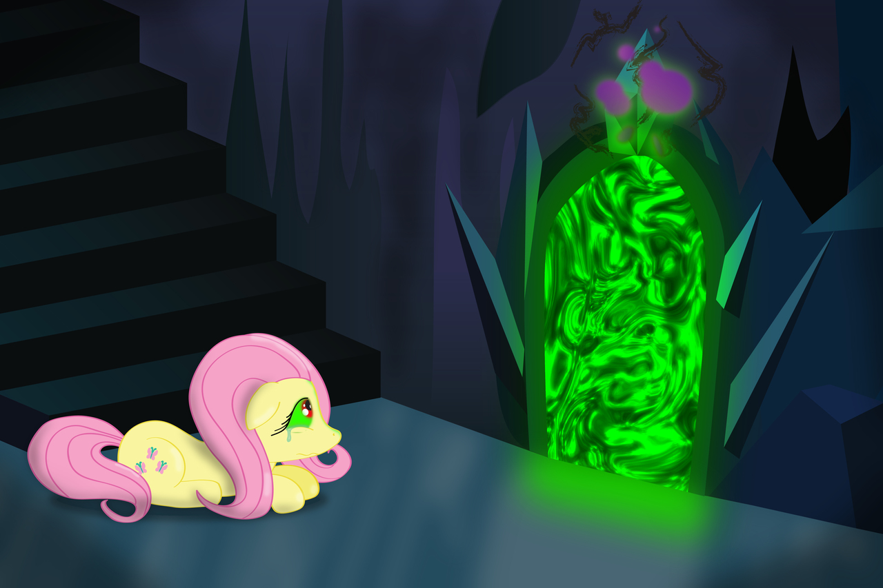 safe, artist:jawsify, <b>fluttershy</b>, <b>pony</b>, dark magic, exploitable meme, magic...