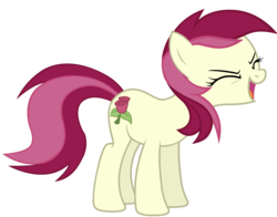Size: 3000x2356 | Tagged: safe, artist:rattipack, roseluck, earth pony, pony, g4, background pony, eyes closed, female, flutteryay, high res, mare, open mouth, show accurate, simple background, solo, transparent background, yay