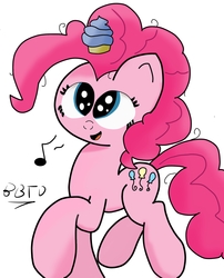 Size: 1999x2468 | Tagged: safe, artist:bronybehindthedoor, pinkie pie, g4, cupcake, cutie mark, digital art, female, food, open mouth, signature, solo