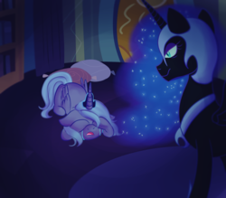 Size: 2000x1750 | Tagged: safe, artist:sailor-sheep, nightmare moon, princess luna, g4, crying, duality, filly, prone, woona