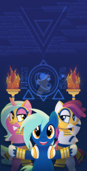 Size: 1024x1994 | Tagged: safe, artist:kibbiethegreat, artist:wicklesmack, oc, oc only, oc:blank canvas, oc:hoof beatz, oc:mane event, bracelet, hoofevent, jewelry, mask, torch