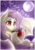 Size: 2480x3508 | Tagged: safe, artist:pillonchou, fluttershy, bat pony, pony, g4, apple, fangs, female, flutterbat, fruit, full moon, high res, night sky, solo