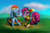 Size: 3000x2000 | Tagged: safe, artist:deathpwny, pinkie pie, rainbow dash, pony, g4, duo, flugelhorn, jester, jester pie, makeup