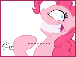 Size: 1024x768 | Tagged: safe, artist:andypriceart, artist:bouxn, edit, idw, pinkie pie, earth pony, pony, g4, the return of queen chrysalis, female, idw showified, mare, rapeface, simple background, slit throat gesture, transparent background