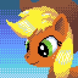 Size: 512x512 | Tagged: safe, artist:phat_guy, applejack, earth pony, pony, g4, aseprite, female, mare, pixel art, portrait, smiling, solo