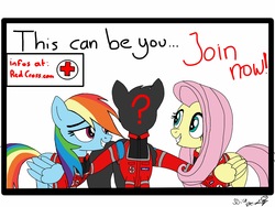 Size: 2048x1536 | Tagged: safe, artist:doc rainbow, fluttershy, rainbow dash, g4, emt, female, join, medic, plushie, red cross, volunteering, we need you!