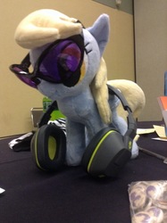 Size: 896x1200 | Tagged: artist needed, safe, derpy hooves, pegasus, pony, bronycon, bronycon 2016, g4, dj derp, female, headphones, irl, mare, photo, plushie, sunglasses