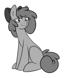 Size: 863x1051 | Tagged: safe, artist:caballerial, oc, oc only, oc:stone, pony, pony town, freckles, hair bow, rock, solo, wife
