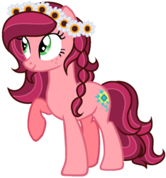 Size: 462x494 | Tagged: safe, artist:gihhbloonde, edit, edited screencap, screencap, gloriosa daisy, earth pony, pony, equestria girls, g4, my little pony equestria girls: legend of everfree, braid, earth pony gloriosa daisy, equestria girls ponified, female, floral head wreath, flower, mare, not a vector, ponified, raised hoof, simple background, solo, transparent background