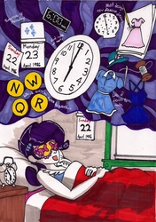 Size: 1378x1958 | Tagged: safe, artist:newyorkx3, rarity, equestria girls, g4, comic, female, manic monday, solo, song reference, the bangles, traditional art