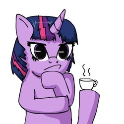 Size: 300x300 | Tagged: source needed, safe, artist:mixermike622, twilight sparkle, g4, coffee, cup, meme, rage face, simple background, steam, thinking, white background