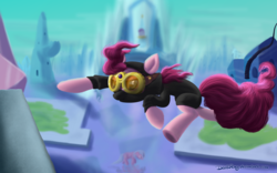 Size: 2000x1250 | Tagged: safe, artist:deathpwny, pinkie pie, g4, my little pony: friendship is magic, the crystal empire, goggles, night vision goggles, pinkie spy