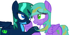 Size: 1024x482 | Tagged: safe, artist:liighty, artist:princesstwinkle, pegasus, pony, bedroom eyes, female, glornami, lesbian, ponified, queen glory (wings of fire), shipping, tsunami (wings of fire), wings of fire (book series)