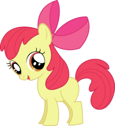 Size: 3959x4320 | Tagged: safe, artist:iknowpony, artist:lauren faust, apple bloom, earth pony, pony, g4, .svg available, blank flank, bow, female, filly, foal, hair bow, hooves, looking at you, open mouth, simple background, solo, transparent background, vector