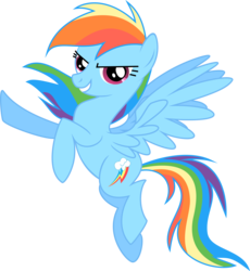 Size: 3972x4320 | Tagged: safe, artist:iknowpony, artist:lauren faust, rainbow dash, pegasus, pony, g4, .svg available, backwards cutie mark, cutie mark, female, flying, grin, hooves, mare, simple background, smiling, solo, spread wings, transparent background, vector, wings
