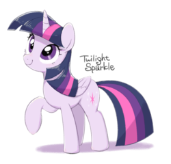 Size: 771x740 | Tagged: safe, artist:30clock, twilight sparkle, alicorn, pony, g4, cute, female, folded wings, horn, mare, raised hoof, simple background, smiling, solo, twiabetes, twilight sparkle (alicorn), white background, wings