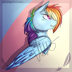 Size: 1024x1024 | Tagged: safe, artist:crazycoolcats, rainbow dash, g4, female, grin, nose wrinkle, portrait, smiling, solo