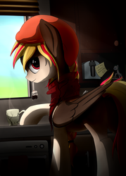 Size: 1875x2625 | Tagged: safe, artist:avastin4, oc, oc only, pegasus, pony, kitchen, looking back, solo