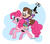 Size: 2241x1984 | Tagged: safe, artist:daretobeboring, pinkie pie, pony, g4, crossover, duo, grappling hook, gravity falls, humans riding ponies, mabel pines, male, riding