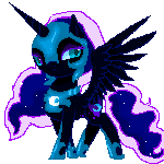 Size: 150x150 | Tagged: safe, artist:nuttypanutdy, nightmare moon, alicorn, pony, g4, animated, female, simple background, solo, spread wings, transparent background