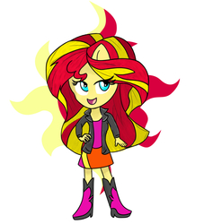 Size: 1000x1100 | Tagged: safe, sunset shimmer, equestria girls, g4, boots, clothes, cute, female, jacket, leather jacket, skirt, solo