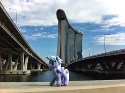 Size: 2592x1936 | Tagged: safe, artist:onlyfactory, edit, cloudchaser, g4, bootleg, irl, marina bay sands, photo, plushie, ponies around the world, singapore, solo