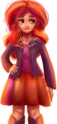 Size: 425x915 | Tagged: safe, artist:yellow-snail, sunset shimmer, equestria girls, g4, female, human coloration, simple background, solo, transparent background