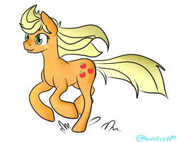 Size: 999x799 | Tagged: safe, artist:wolfgirl2211, applejack, g4, female, running, simple background, solo