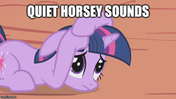 Size: 640x360 | Tagged: safe, edit, edited screencap, screencap, twilight sparkle, g4, the ticket master, descriptive noise, female, horse noises, meme, solo