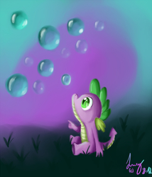 Size: 1200x1400 | Tagged: safe, artist:pinkiecupcake, spike, g4, bubble, night