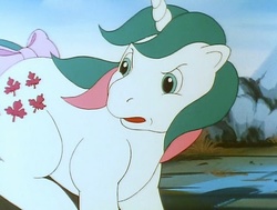 Size: 640x484 | Tagged: safe, screencap, gusty, pony, unicorn, g1, angry, cutie mark, leaves