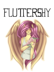 Size: 540x720 | Tagged: safe, artist:rainbowhitter, fluttershy, anthro, g4, clothes, eyes closed, female, simple background, solo, tank top, transparent background
