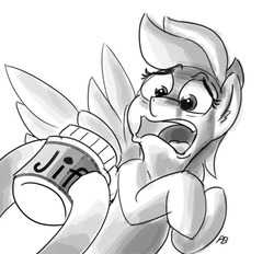 Size: 1280x1186 | Tagged: safe, artist:pabbley, rainbow dash, g4, 30 minute art challenge, food, grayscale, monochrome, peanut butter, solo focus