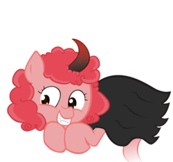Size: 1501x1407 | Tagged: safe, artist:ficficponyfic, color edit, edit, edited edit, vector edit, oc, oc only, oc:pipadeaxkor, demon, demon pony, colt quest, color, colored, cute, disguise, evil, evil smile, fangs, female, floating, giggling, horn, illusion, pure unfiltered evil, simple background, solo, transparent background, vector
