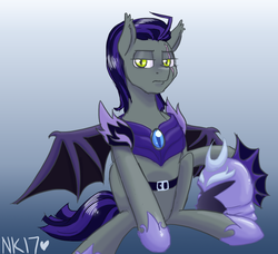 Size: 640x583 | Tagged: safe, artist:naomiknight17, oc, oc only, oc:biohazard skies, bat pony, pony, night guard, scar, solo