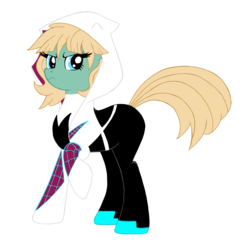 Size: 1646x1600 | Tagged: safe, artist:edcom02, artist:jmkplover, pony, spiders and magic: rise of spider-mane, clothes, costume, crossover, ghost spider, gwen stacy, hoodie, male, ponified, simple background, solo, spider-gwen, spider-man, spiders and magic iv: the fall of spider-mane, superhero, transparent background