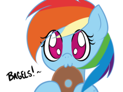 Size: 1600x1200 | Tagged: safe, artist:alexsalinasiii, rainbow dash, g4, :3, bagel, bread, cute, daaaaaaaaaaaw, dashabetes, female, food, nom, solo