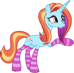 Size: 1024x1007 | Tagged: safe, artist:tabrony23, artist:xebck, sassy saddles, pony, unicorn, g4, clothes, female, show accurate, simple background, socks, solo, striped socks, transparent background