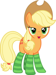 Size: 1024x1376 | Tagged: safe, artist:tabrony23, applejack, earth pony, pony, g4, bedroom eyes, clothes, female, looking at you, mare, open mouth, show accurate, simple background, socks, solo, striped socks, transparent background