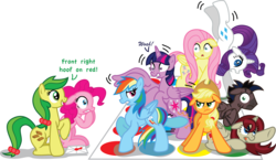 Size: 4058x2351 | Tagged: safe, artist:inkrose98, apple fritter, applejack, fluttershy, pinkie pie, rainbow dash, rarity, twilight sparkle, oc, alicorn, earth pony, pegasus, pony, unicorn, g4, alicorn oc, apple family member, female, mare, simple background, transparent background, twilight sparkle (alicorn), twister