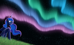 Size: 5704x3533 | Tagged: safe, artist:saziskylion, princess luna, pony, g4, aurora borealis, female, night, solo, stars