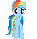 Size: 128x133 | Tagged: safe, artist:onil innarin, derpibooru exclusive, rainbow dash, pony, g4, c:, female, looking at you, mare, pixel art, simple background, solo, transparent background