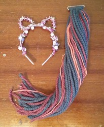 Size: 1919x2340 | Tagged: safe, artist:lyraalluse, twilight sparkle, g4, beads, cosplay accessory, craft, ears, headband, knitting, tail